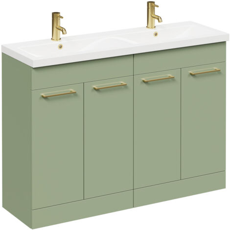 Napoli Olive Green 1200mm Floor Standing Vanity Unit with Ceramic ...
