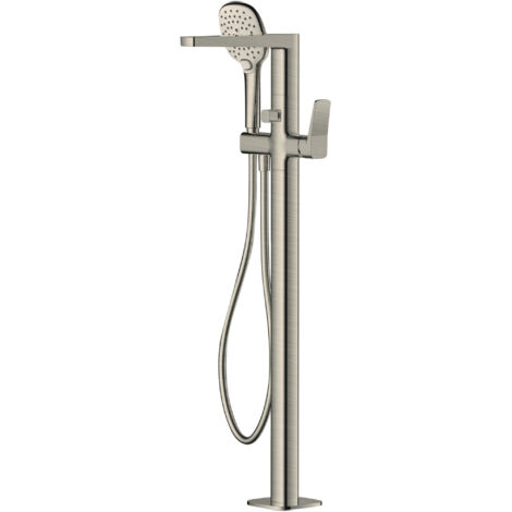 RAK Petit Square Brushed Nickel Floorstanding Bath Shower Mixer Tap - RAKPES3014N