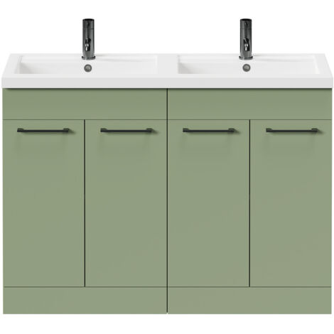 Napoli Olive Green 1200mm Floor Standing Vanity Unit with Polymarble ...