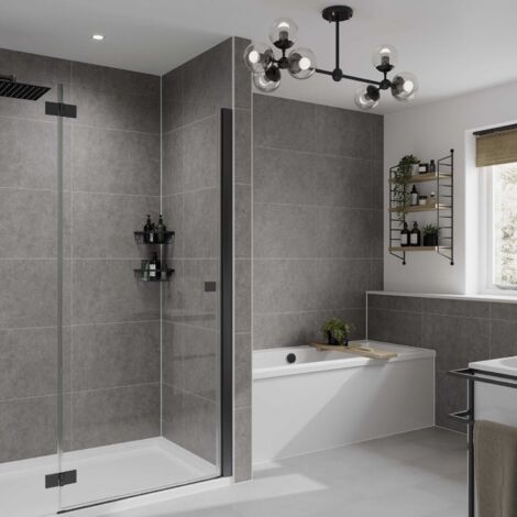 Multipanel Tile Effect Grey Mineral 2400mm x 598mm Hydro-Lock Tongue & Groove Bathroom Wall Panel