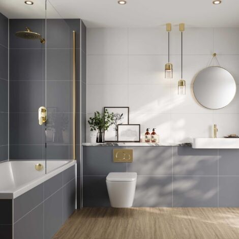 Multipanel Tile Effect Monument Grey 2400mm x 598mm Hydro-Lock Tongue & Groove Bathroom Wall Panel (1/3)