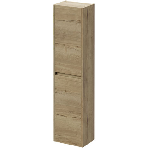 Montego Autumn Oak 350mm x 1400mm Wall Mounted Tall Storage Unit with 2 Doors (1/5)