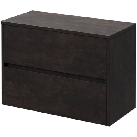 Montego Metallic Slate 800mm Wall Mounted Vanity Unit for Countertop Basins with 2 Drawers (1/5)