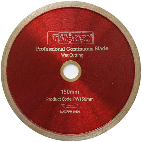 Tileasy 150mm Professional Wet Continuous Blade with 10mm Diamond Cutting Rim - PW150