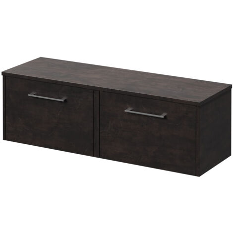 Wholesale Domestic Horizon Metallic Slate 1200mm Wall Mounted Vanity Unit for Countertop Basins with 2 Drawers and Polished Chrome Handles (1/5)