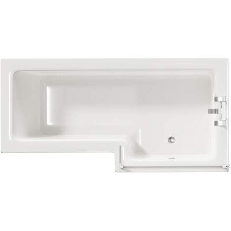 Modern Qubix 1600 X 850mm Right Hand L Shaped Shower Bath Tub With Front, End Panel & Brushed - View #2