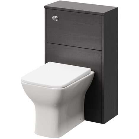 Wholesale Domestic Horizon Graphite Grey 500mm Toilet Unit and Kingston Rimless Back to Wall Toilet Pan with Soft Close Toilet Seat