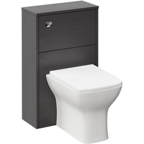Wholesale Domestic Horizon Graphite Grey 500mm Toilet Unit and Kingston Rimless Back to Wall Toilet Pan with Soft Close Toilet Seat