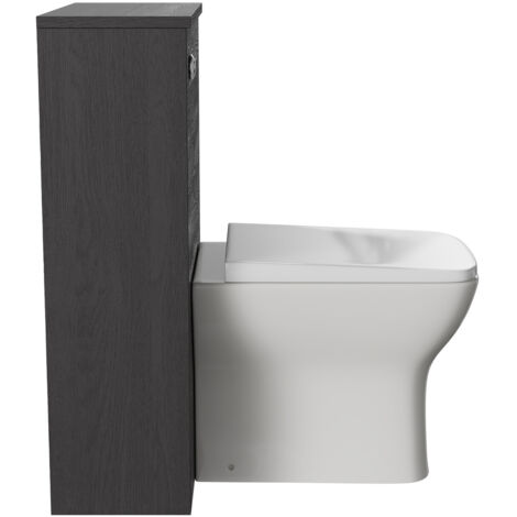 Wholesale Domestic Horizon Graphite Grey 500mm Toilet Unit and Kingston Rimless Back to Wall Toilet Pan with Soft Close Toilet Seat