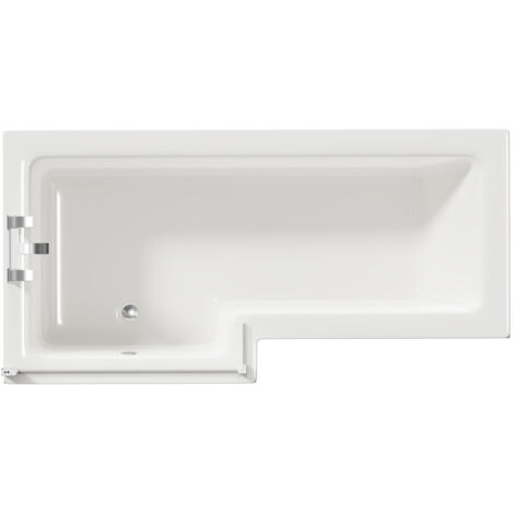 Wholesale Domestic Loire 1700mm Left Hand L Shaped Shower Bath with Polished Chrome Bath Screen and Olive Green Front and End Bath Panels