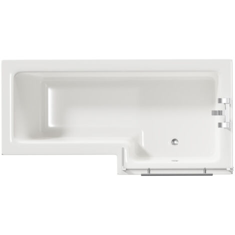 Wholesale Domestic Loire 1700mm Right Hand L Shaped Shower Bath with Polished Chrome Towel Rail Bath Screen and Olive Green Front and End Bath Panels (1/5)
