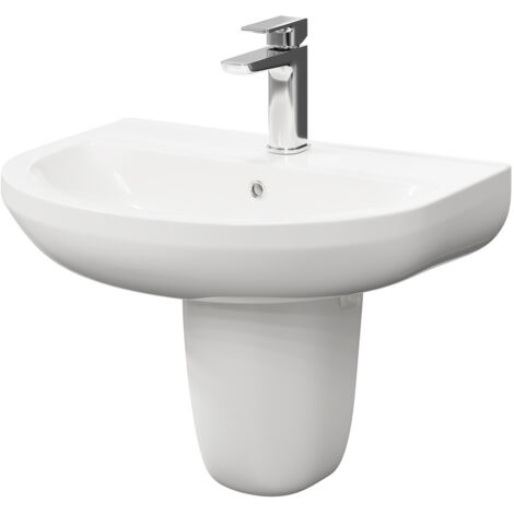 Wholesale Domestic Ideal 560mm Basin with 1 Tap Hole and Semi Pedestal (1/5)