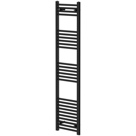 Pizarro Matt Black 1600mm x 400mm Straight Heated Towel Rail (1/5)