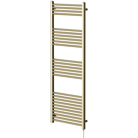 Colore Brushed Brass 1600mm x 600mm Straight Electric Heated Towel Rail (1/5)
