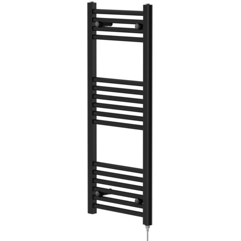 Colore Matt Black 1000mm x 400mm Straight Electric Heated Towel Rail (1/5)