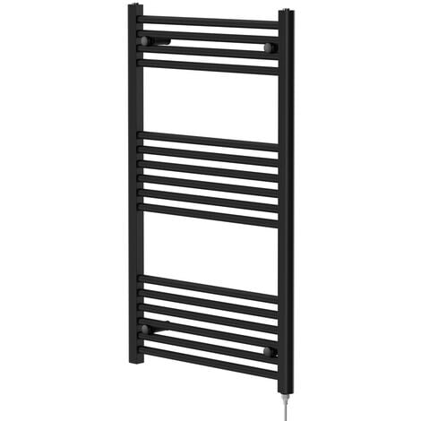 Colore Matt Black 1000mm x 600mm Straight Electric Heated Towel Rail