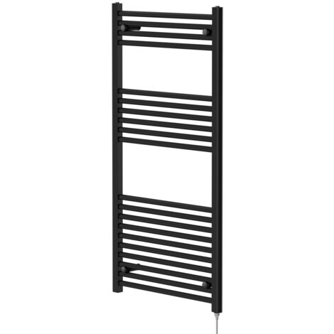 Colore Matt Black 1200mm x 600mm Straight Electric Heated Towel Rail (1/5)