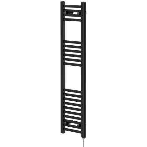 Colore Matt Black 1200mm x 300mm Straight Electric Heated Towel Rail (1/5)