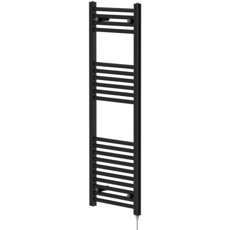 Colore Matt Black 1200mm x 400mm Straight Electric Heated Towel Rail (1/5)