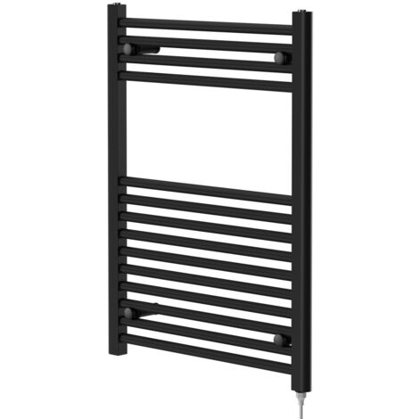Colore Matt Black 800mm x 600mm Straight Electric Heated Towel Rail (1/5)