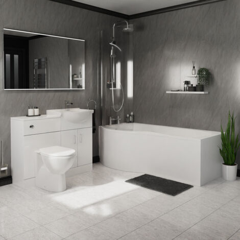 Wholesale Domestic Milan 1700mm Left Hand P Shaped Shower Bath Modern Bathroom Suite
