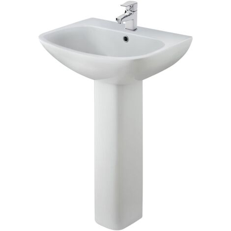 Nuie Ava Basin and Full Pedestal 545mm Wide - 1 Tap Hole (1/5)