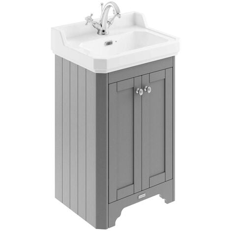Old London Storm Grey 560mm 2 Door Vanity Unit and Basin with 1 Tap Hole - LOF273