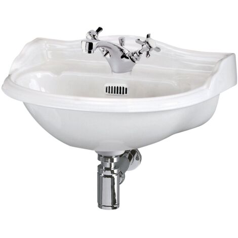 Hudson Reed Ryther Wall Hung Cloakroom Basin 500mm Wide 1 Tap Hole (1/2)