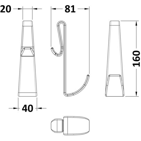 Nuie Smoked Black Shower Enclosure Hook for Showers Without Frames - ACC006