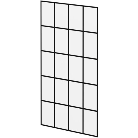 Pacco 8mm Clear with Black Printed Crittall Frame 1950mm x 1000mm Walk In Shower Glass (1/5)