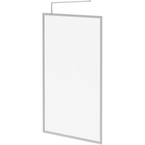 Wholesale Domestic Pacco 8mm Clear Glass Polished Chrome 1850mm x 1200mm Fully Framed Walk In Shower Screen including Wall Channel and Support Bar (1/5)