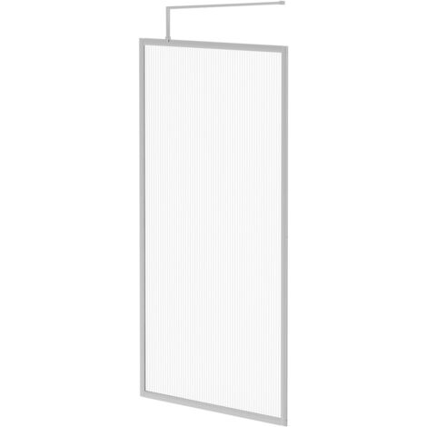 Wholesale Domestic Pacco 8mm Fluted Glass Polished Chrome 1850mm x 1000mm Fully Framed Walk In Shower Screen including Wall Channel and Support Bar (1/5)