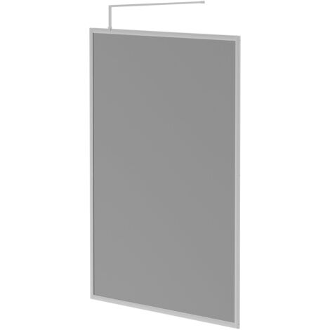 Wholesale Domestic Pacco 8mm Smoked Glass Polished Chrome 1950mm x 1400mm Fully Framed Walk In Shower Screen including Wall Channel and Support Bar (1/5)