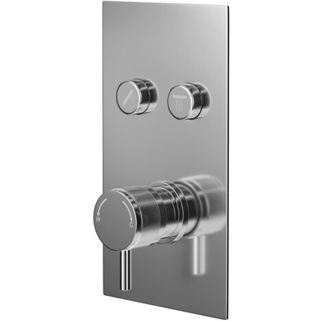 Wholesale Domestic Circo Polished Chrome Concealed Push Button Twin Shower Valve with Half Knurled Control Handle - 2 Outlet (1/5)
