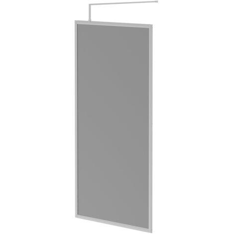 Wholesale Domestic Pacco 8mm Smoked Glass Polished Chrome 1950mm x 1000mm Fully Framed Walk In Shower Screen including Wall Channel and Support Bar (1/5)