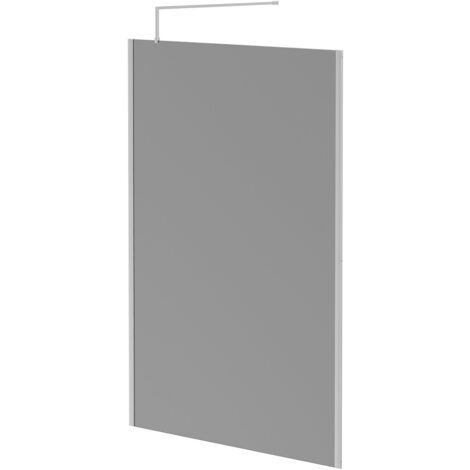 Wholesale Domestic Pacco 8mm Smoked Glass Polished Chrome 1950mm x 1400mm Walk In Shower Screen including Wall Channel with End Profile and Support Bar (1/5)