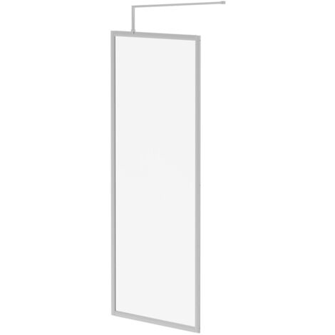 Wholesale Domestic Pacco 8mm Clear Glass Polished Chrome 1850mm x 760mm Fully Framed Walk In Shower Screen including Wall Channel and Support Bar (1/5)