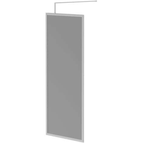 Wholesale Domestic Pacco 8mm Smoked Glass Polished Chrome 1950mm x 800mm Fully Framed Walk In Shower Screen including Wall Channel and Support Bar (1/5)
