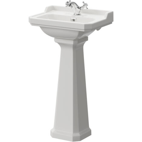 Wholesale Domestic Danbury Traditional 500mm Basin with 1 Tap Hole and Full Pedestal (1/5)