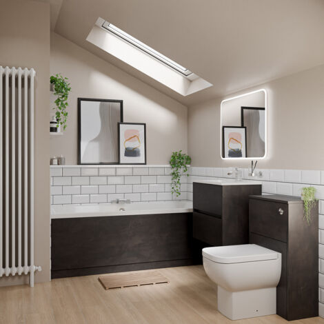 Wholesale Domestic Dean 1700mm x 750mm Straight Double Ended Bathroom Suite including Metallic Slate Furniture Set with Minimalist Basin (1/5)