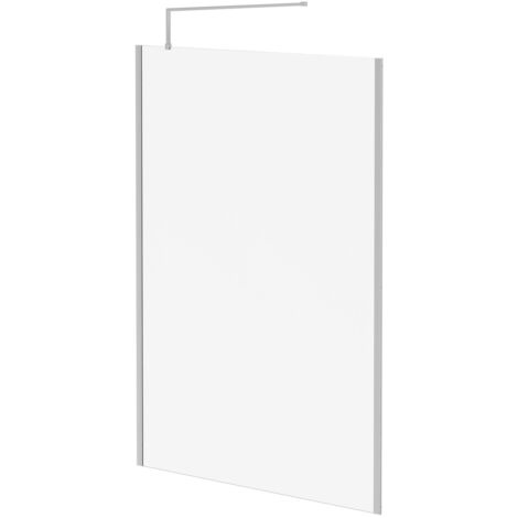 Wholesale Domestic Pacco 8mm Clear Glass Polished Chrome 1850mm x 1400mm Walk In Shower Screen including Wall Channel with End Profile and Support Bar (1/5)