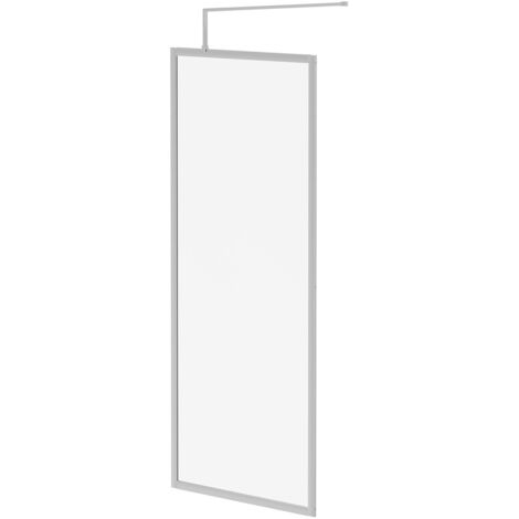 Wholesale Domestic Pacco 8mm Clear Glass Polished Chrome 1850mm x 800mm Fully Framed Walk In Shower Screen including Wall Channel and Support Bar (1/5)