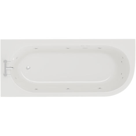 Wholesale Domestic Arc 1700mm x 750mm 12 Jet Chrome Flat Jet Left Hand Curved Whirlpool Shower Bath with White Acrylic Front Bath Panel