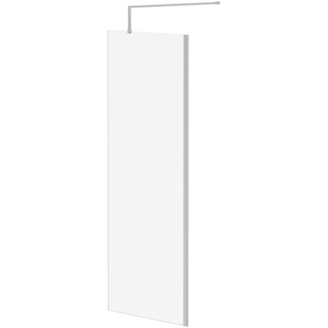 Wholesale Domestic Pacco 8mm Clear Glass Polished Chrome 1850mm x 700mm Walk In Shower Screen including Wall Channel and Support Bar (1/5)