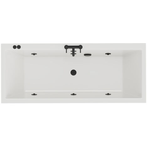 Wholesale Domestic Slim Edge 1700mm x 700mm 6 Jet Matt Black V-Tec Double Ended Whirlpool Bath