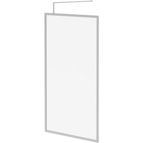 Wholesale Domestic Pacco 8mm Clear Glass Polished Chrome 1850mm x 1100mm Fully Framed Walk In Shower Screen including Wall Channel and Support Bar (1/5)