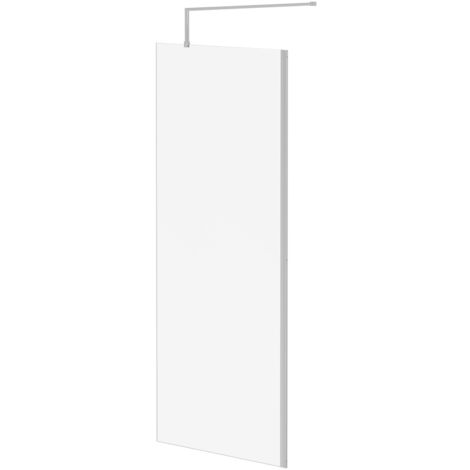 Wholesale Domestic Pacco 8mm Clear Glass Polished Chrome 1850mm x 800mm Walk Shower Screen including Wall Channel and Support Bar (1/5)