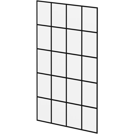 Pacco 8mm Clear with Black Printed Crittall Frame 1950mm x 1100mm Walk In Shower Glass (1/5)
