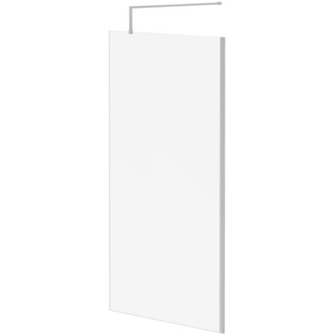 Wholesale Domestic Pacco 8mm Clear Glass Polished Chrome 1850mm x 1000mm Walk In Shower Screen including Wall Channel and Support Bar (1/5)