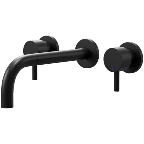 Wholesale Domestic Colore Round Matt Black Wall Mounted 3 Tap Hole Basin Mixer Tap